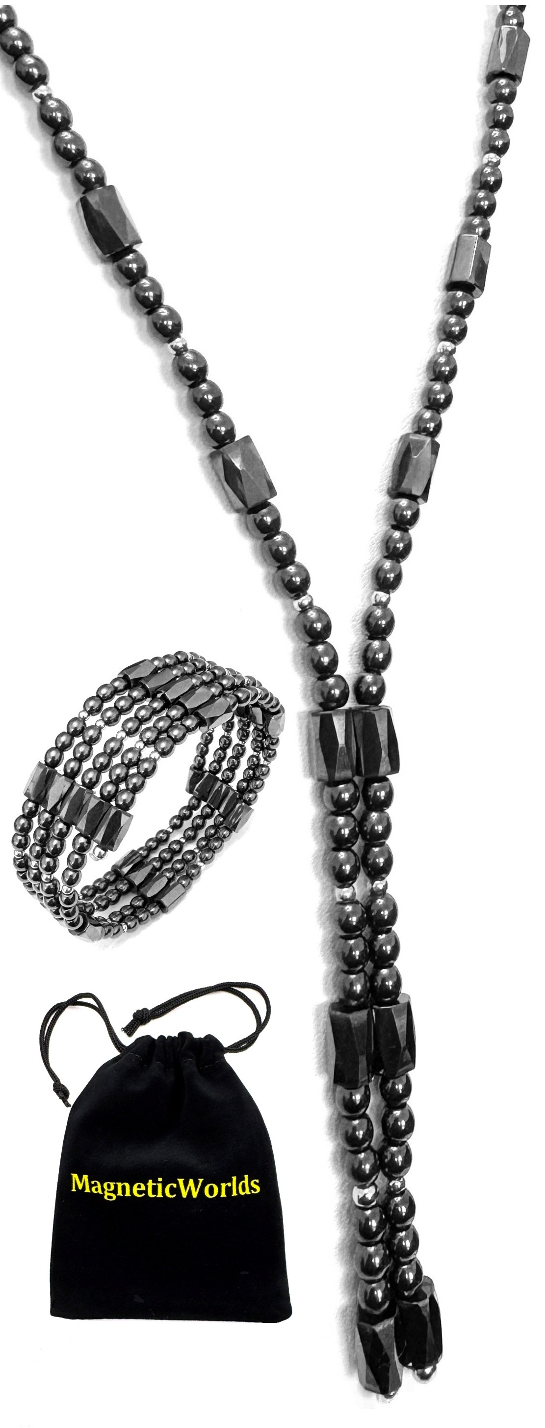 Hematite Magnetic Wrap Magnetic Beaded Wrap Necklace #MHN-101